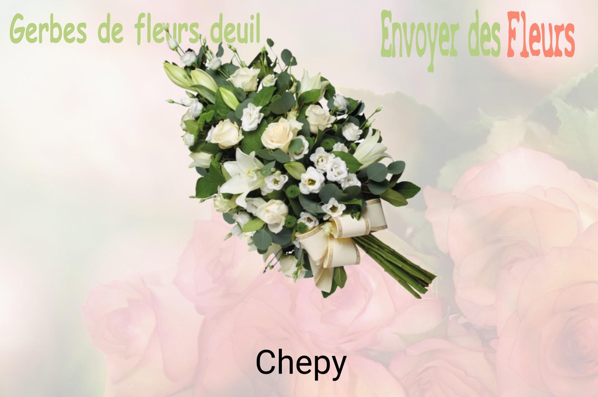 Gerbe de fleurs de deuil livrée à Chepy